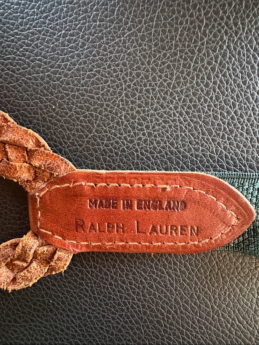 Ralph Lauren suspenders Braided Leather green and Cognac Brown - Picture 4 of 5